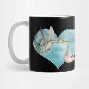 Cute baby is coming with stork Mug